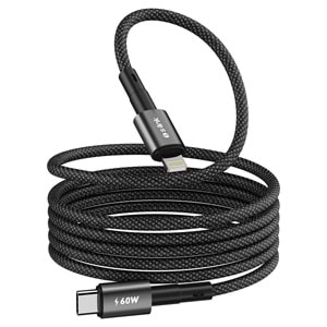 S-link Armor MCL-01 30W 1m Type-C to Lightning PD Örgülü Metal Başlıklı Siyah Hızlı Şarj Kablosu