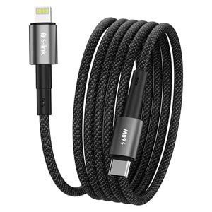 S-link Armor MCL-01 30W 1m Type-C to Lightning PD Örgülü Metal Başlıklı Siyah Hızlı Şarj Kablosu