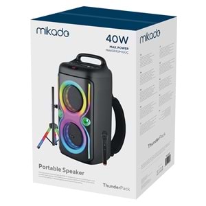 Mikado MD-66BT ThunderBag 40W RGB Işıklı Kablosuz Bluetooth Toplantı-Parti Hoparlörü