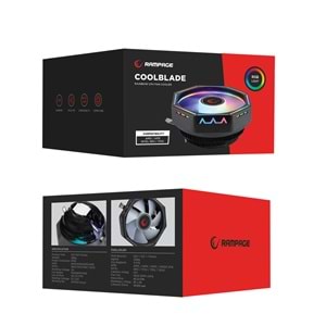 Rampage RM-C04 COOLBLADE Rainbow Intel LGA1851/1700 AMD AM5 Uyumlu RGB Hava Soğutmalı CPU Fan