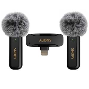 Snopy SN-MW80 Siyah 2 Mikrofonlu Kablosuz Lightning Yaka Mikrofonu
