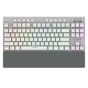 Rampage BERU Beyaz 2.4G + BT Wireless RED SWITCH Mekanik Gaming Oyuncu Klavye Slim Low Profile RGB TKL