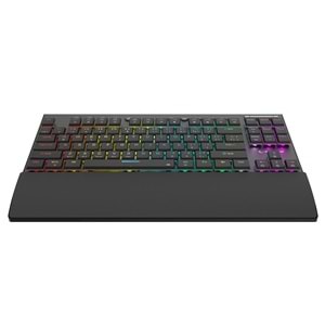 Rampage BERU Siyah 2.4G + BT Wireless RED SWITCH Mekanik Gaming Oyuncu Klavye Slim Low Profile RGB TKL
