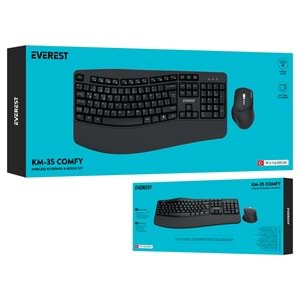 Everest KM-35 Comfy Siyah Kablosuz Ergonomik Q Multimedia Klavye + Mouse Set