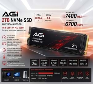 AGI 2TB NVMe PCIe Gen4 M.2 SSD 7400MB/s Ultra Hızlı Gaming SSD