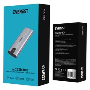 Everest HDC-M225 Harici USB-C PCIe NVMe M.2 SSD Hdd Kutusu