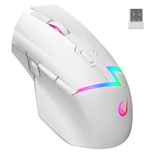 Rampage DROP M3 V2 24000 DPI PAW3311 Sensör RGB Şarjlı Kablosuz Huano Switch Gaming Oyuncu Mouse Beyaz