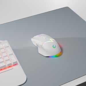 Rampage DROP M3 V2 24000 DPI PAW3311 Sensör RGB Şarjlı Kablosuz Huano Switch Gaming Oyuncu Mouse Beyaz