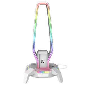 Rampage RM-H27 RGB Işıklı 3*USB 1*Type-C Beyaz 1*3.5mm Port Kulaklık Standı