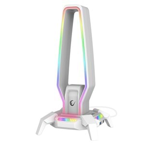 Rampage RM-H27 RGB Işıklı 3*USB 1*Type-C Beyaz 1*3.5mm Port Kulaklık Standı