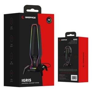 Rampage RM-H27 RGB Işıklı 3*USB 1*Type-C Siyah 1*3.5mm Port Kulaklık Standı