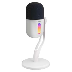 Rampage ARPEJ Beyaz RGB Standlı Ses Göstergeli USB Masaüstü Oyuncu Mikrofonu
