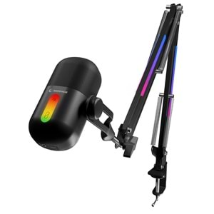 Rampage ARPEJ Siyah RGB Standlı Ses Göstergeli USB Masaüstü Oyuncu Mikrofonu