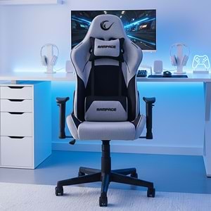 Rampage KL-R26 Peak Üst Seviye Terletmez Kumaş Gri/Siyah Gaming Oyuncu Koltuğu