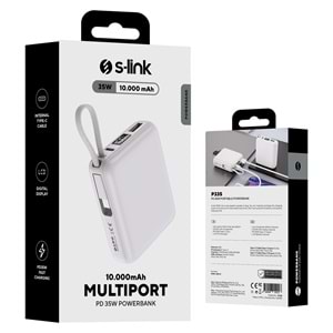 S-link P335 10000mAh PD35W+QC30W-HSC22,5W Gri LCD Taşınabilir Pil Şarj Cihazı Powerbank