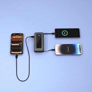 S-link IP-G10M 10000mAh PD35W Makaralı Siyah LCD Taşınabilir Pil Şarj Cihazı Powerbank