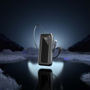 S-link IP-G10M 10000mAh PD35W Makaralı Siyah LCD Taşınabilir Pil Şarj Cihazı Powerbank