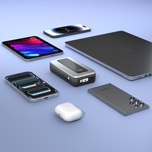 S-link IP-G20M 20000mAh PD65W Makaralı Siyah LCD Taşınabilir Pil Şarj Cihazı Powerbank