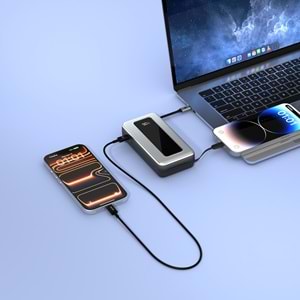 S-link IP-G20M 20000mAh PD65W Makaralı Siyah LCD Taşınabilir Pil Şarj Cihazı Powerbank