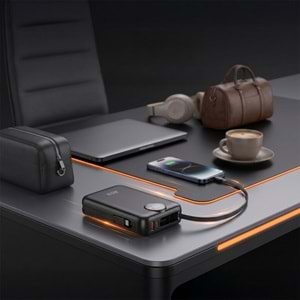 S-Link G450 20000mAh PD45W QC3.0 Dahili Kablolu LCD Ekranlı Siyah Taşınabilir Şarj Cihazı Powerbank