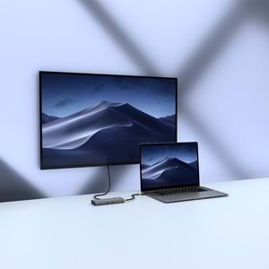 S-link SW-U708 7 in 1 Gri Metal 4K 60Hz HDMI 100W PD 2xUSB 3.2 1xType-C Data SD/TF Type-C Hub Adaptör