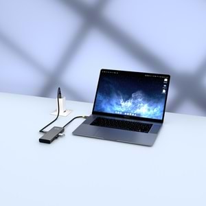 S-link SW-U708 7 in 1 Gri Metal 4K 60Hz HDMI 100W PD 2xUSB 3.2 1xType-C Data SD/TF Type-C Hub Adaptör