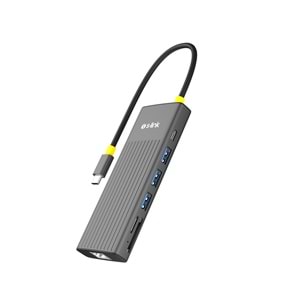S-link SW-U709 9 in 1 Gri Metal 4K 60Hz HDMI 100W PD, RJ45 Gigabit, 3xUSB 3.2, SD/TF Type-C Hub Adaptör