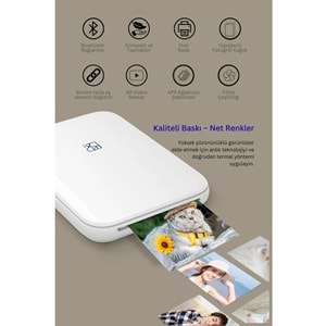 Hanin MT53 Taşınabilir Kablosuz Bluetooth Mini Fotoğraf Yazıcı 5 Kağıt Hediyeli