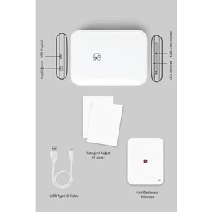Hanin MT53 Taşınabilir Kablosuz Bluetooth Mini Fotoğraf Yazıcı 5 Kağıt Hediyeli