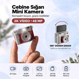 Everest ADK1983 Kahve 2K QHD 1.47 İnç Mini Retro Dijital Kamera