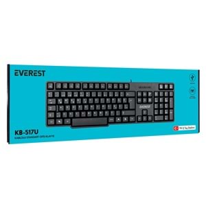 Everest KB-517U Siyah 2MT Bakır Kablolu USB Q Standart Klavye