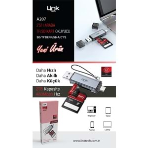 LinkTech A207 USB-A / USB-C Çok Fonksiyonlu Hafıza Kart Okuyuculu Dönüştürücü