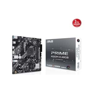 ASUS PRIME A520M-K ARGB AM4 DDR4 5100MHz HDMI DisplayPort M.2 USB 5Gbps mATX Anakart