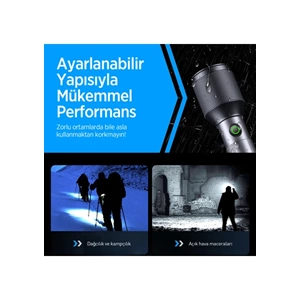 BIX BX2139FL 60W LED 2000 Lümen 1000 Metre Menzilli 5000mAh Şarj Edilebilir El Feneri