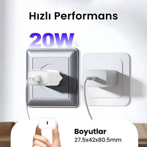 Bix BXPD23 20W PD Akım Korumalı Hızlı Şarj Adaptörü Type-C USB-C Şarj Başlığı