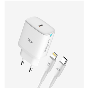 LinkTech C308 Safe Tip-C Lightning Kablolu PD 20W Hızlı Şarj Cihazı Beyaz