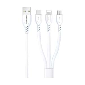 Concord C-452 3 IN 1 Telefon Şarj Kablosu 20cm 5V 3A (Lightning, Type C, Micro USB)