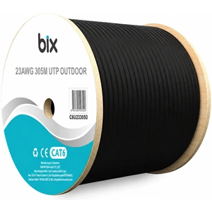 BİX C6U23305O-1 305 Metre CAT6 Outdoor UTP 23AWG CCA 4Pair 0.57mm PVC+PE Ethernet Kablo