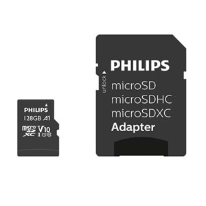 Philips 128GB Micro SDXC Hafıza Kartı Class 10 UHS-I U1 Adaptörlü Yüksek Hızlı