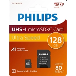 Philips 128GB Micro SDXC Hafıza Kartı Class 10 UHS-I U1 Adaptörlü Yüksek Hızlı