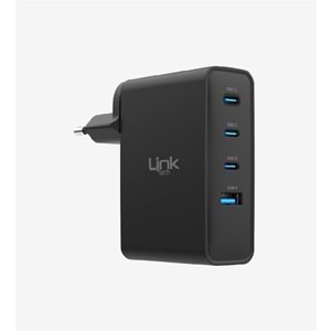 LinkTech G861 Premium 4'lü Çıkış 100W Süper SI GaN Şarj Adaptörü, PD Şarj Docking