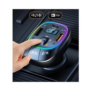 LinkTech Fm Transmitter - Linktech GF17 Premium 48W Üç Girişli 5.0 Bluetooth Fm Transmitter - Rgb Çakmaklıktan Müzik Dinleme