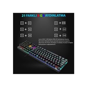 Lecoo GK301-RD-SW RGB Mekanik Oyuncu Klavyesi Red Switch Gaming Klavye