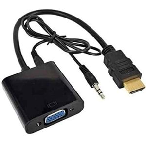Gabble GAB-HDVGS Hdmi To Vga Ses Destekli Monitör Dönüştürücü Kablo Çevirici Adaptör Siyah