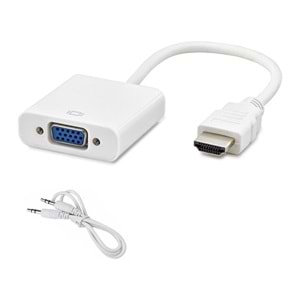 Gabble GAB-HDVG Hdmi To Vga Ses Destekli Monitör Dönüştürücü Kablo Çevirici Adaptör Beyaz