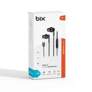 BİX HF01C Type-C 14mm Extra Bass Mikrofonlu Kulak İçi Kulaklık Siyah