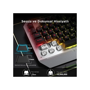 Lenovo Lecoo KB123 Membrane Switch Kablolu Oyuncu Klavyesi - Rainbow Efektli - Siyah