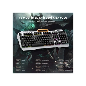 Lenovo Lecoo KB123 Membrane Switch Kablolu Oyuncu Klavyesi - Rainbow Efektli - Siyah