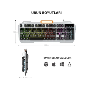Lenovo Lecoo KB123 Membrane Switch Kablolu Oyuncu Klavyesi - Rainbow Efektli - Siyah
