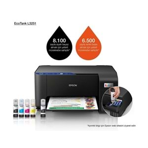 EPSON Ecotank L3251 Yaz+Tara+Foto+Wi-Fi Direct Tanklı Yazıcı